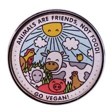 VEGAN ENAMEL PIN - Animals are friends no Food Go Vegan - Free AU Post picture