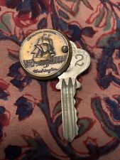 Antique Hotel Key Brass Medallion AN H.C.A HOTEL The Mayflower Washington  602 picture