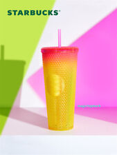2022 Starbucks Bling Sunset Yellow Pink Cup 24oz Straw High Capacity 710ML picture