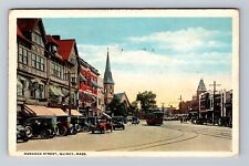 Quincy MA-Massachusetts, Scenic View Of Hancock Street Vintage c1924 Postcard picture