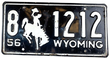 Wyoming 1956 License Plate Vintage Auto Platte Co Cave Wall Decor Collector picture