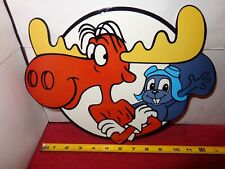 LARGE 12 x 9 in ROCKY & BULLWINKLE ADVERTISING SIGN HEAVY DIE CUT METAL # S 8 picture