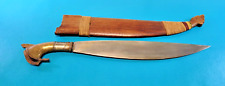 Vintage Southeast Asian North Borneo Barong Leaf Shaped Knife Sword + Scabbard picture