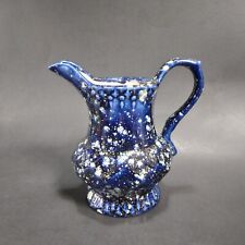 Vintage Agate Cobalt Blue Spongeware Decorative Mini Pitcher Vase Geometric picture