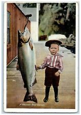 c1910's A Columbia River Salmon And Little Boy Unposted Antique Postcard picture