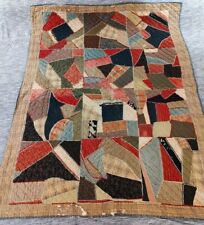 Vintage Antique 1800s Hand Stitched Patchwork Quilt-in-a-quilt Wool Cotton 65X51 picture