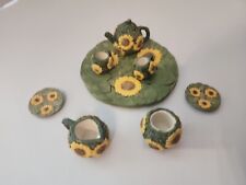 Miniature Bee Tea Party Set Vintage~1995 Resin Sunflowers 9pc picture