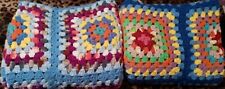 Two Beautiful Crocheted Hand-Made Blankets Multi Colored Granny Square picture