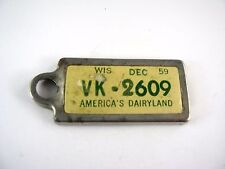 Vintage License Plate Small Keychain Tag: Wisconsin 1959 picture