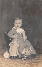 RPPC Murphysboro Illinois Young Child with Dolls Toys Alarm Clock c1910 Postcard picture