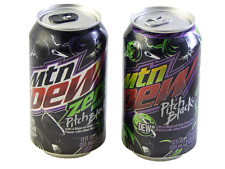 Mountain Dew Pitch Black & Zero Sugar 12 Oz Can MTN 2 Pack Discontinued FREE S&H picture