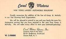 Ozone Park NY Carol Motors Ford Car Dealer Advertising Kemp McNulty Postcard D8 picture