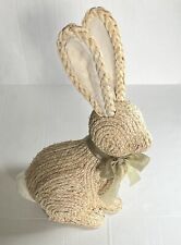 Easter Woven Braided Oversized Sitting Bunny Rabbit Floor Decor Green Bow 22in picture