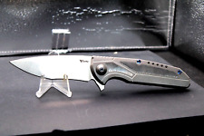 Reate K-4 Satin Hollow Grd M390, TI w/damascus inlays and blue hardware. Unused picture