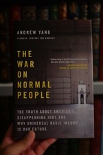 War on Normal People signed by Andrew Yang with business Card picture