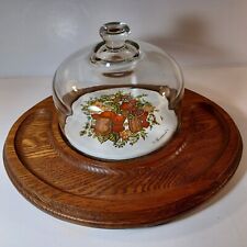 Vtg Goodwood Spice of Life MCM Wood glass Dome Cover Cheeseboard Cheese Tray picture