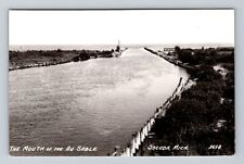 Oscoda MI-Michigan, RPPC, The Mouth Of The Au Sable, Vintage c1946 Postcard picture