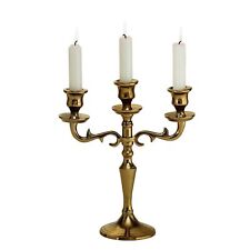Hamptons Three Arm Gold Candelabra, Hand Crafted of Aluminum, 10.25 Inches Hi... picture