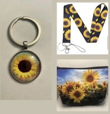 Brand New 3 Pc Sunflower Lover Midwestern Country Girl Gift Set Keychain Lanyard picture