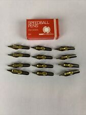 Vintage HUNT SPEEDBALL PENS B-4 Round Calligraphy Pen Ink Nibs Box of 12 picture
