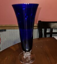 VGT Fostoria Vase Cobalt Blue Crystal Pedestal Footed Rare 11.5” picture