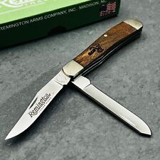 Remington USA Mini Trapper 870 Series 2 Blade Brown Wood Folding Pen Knife NEW picture
