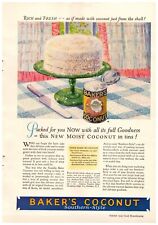 1925 Baker's Coconut Vintage Print Ad Rich And Fresh Cake Southern Style  picture
