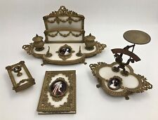 19th Century French Empire Marble and Enameled Portrait Gilt Desk Set   picture
