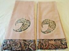 Vintage Jillian Rose Collection 2 Bath Towels Shabby Pink Heart PLEATED EDGING  picture