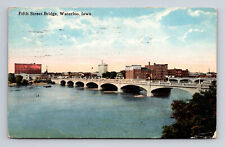 c1917 DB Postcard Waterloo IA Iowa Fifth Street Bridge Curt Teich Photochrom picture