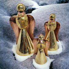 Set of 3 Vintage Brass & Copper Angel Votive Candle Holders Holiday Christmas picture
