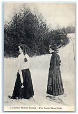 c1910 Canadian Winter Scenes The Snow Shoe Girls Canada Antique Postcard picture