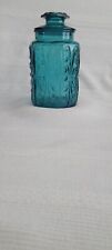 vintage L E Smith Blue apothecary jar with Lid  picture