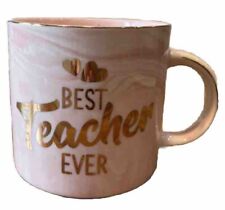 “Best Teacher Ever” Coffee Cup Mug Pink Marble Swirl Gold 12 oz picture