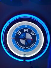 BMW Motorcycle Garage Man Cave BLUE Neon Wall Clock Advertising Sign picture