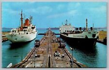 Gatun Locks Panama Canal View From Control Tower Postcard UNP VTG Unused Vintage picture