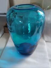  Blue Hand Made Glass VASE Approximately 10
