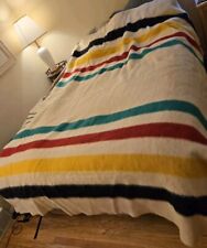 Vintage Authentic Hudsons Bay Co. 4 Point Striped 100% Wool  Blanket 70
