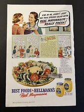 Vtg 1930s Hellmann's Real Mayonnaise Ad, Kitchen, Restaurant Décor #2 picture