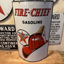 3-12-45 ORIGINAL & AUTHENTIC ''TEXACO FIRE CHIEF'' 18X11 INCH PORCELAIN SIGN picture