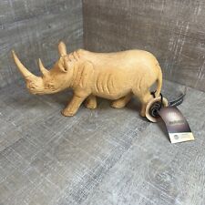 Large Hand Carved Wood Rhinoceros Rhino Kenya African Decor Safari Animal Africa picture