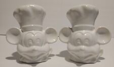 Vintage Disney Mickey Mouse Chef Salt & Pepper Shakers White Ceramic 4
