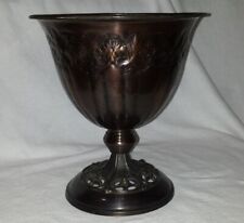 Vtg Brass Footed Pedestal Container Goblet Planter Plant Pot 8-1/2” Tall Heavy picture