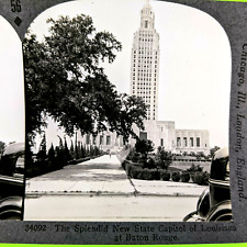 c1910s Baton Rouge, Louisiana State Capitol Art Deco Building Stereo Card NY V4 picture