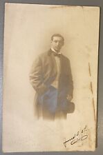 1907 MLB NY Giants Frank Bowerman U Of M Alum Baseball RPPC Hand Dated Died 1948 picture
