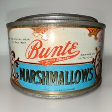 Rare Antique Bunte Marshmallow Antique Tin  4oz. Advertising Litho Graphics A14 picture