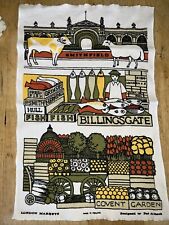 Vintage NOS Pat Albeck MCM Irish Linen ‘London Markets’ Tea Towel 60-70s Vibes picture