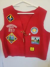 Vintage Boy Scouts of America Red Felt Vest Patches 70s 80s Huntington Beach CA picture