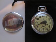 Vintage 16s Ingraham Pocket Watch Mercury Auto Ad Theme Dial & Case Runs Well. picture