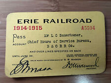 1914-1915 ERIE RAILROAD PASS ISSUED TO CHIEF HOURS OF SERVICE BUREAU B&O RR picture